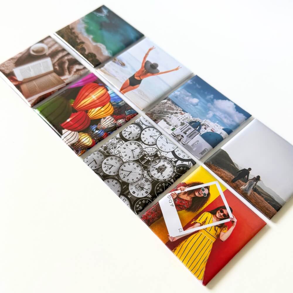 Vierkante fotomagneten met persoonlijke foto's