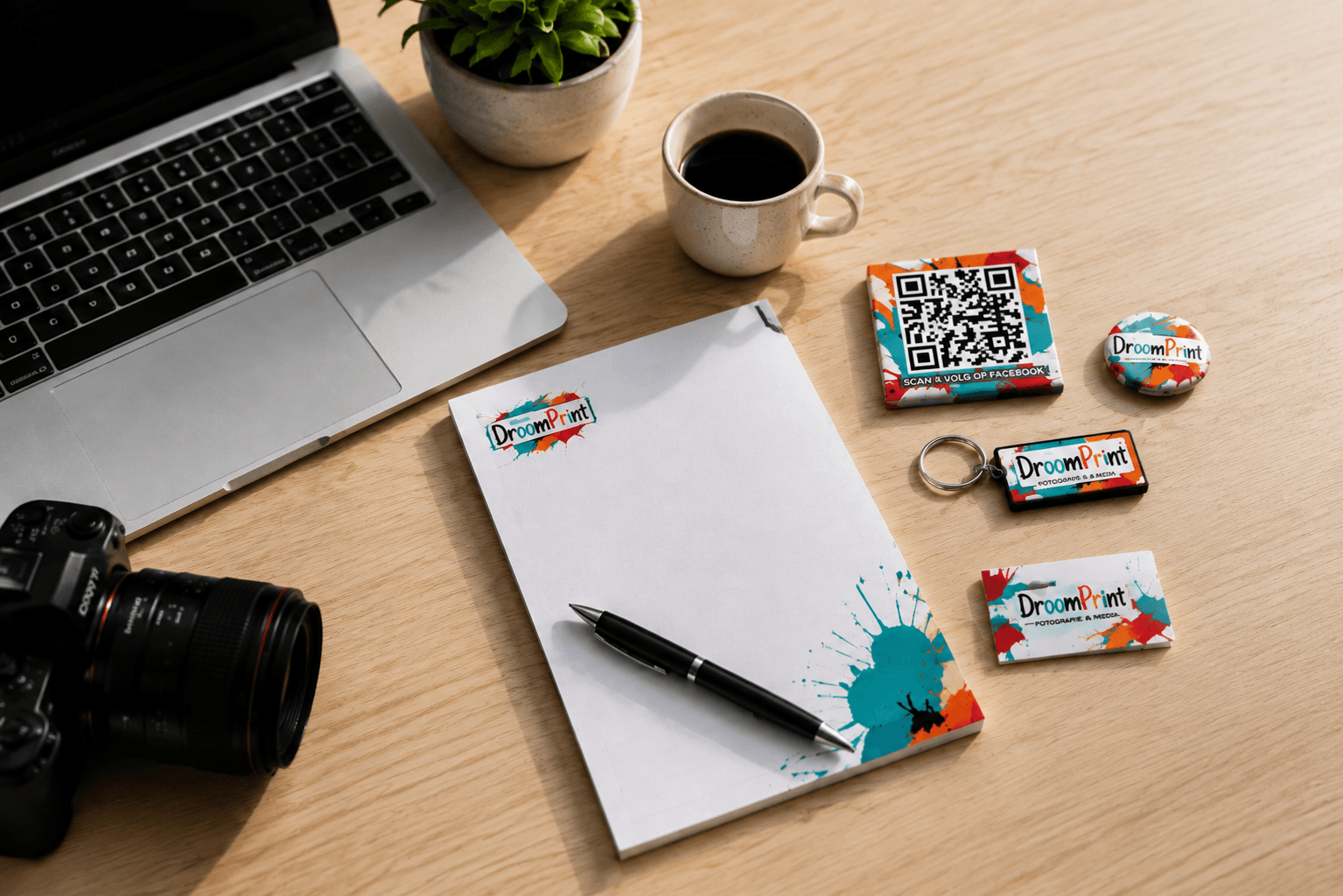 Materiaal en graphics voorbereid vóór het evenement