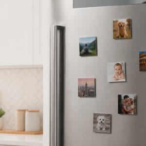 Klassieke fotomagneten 5×5 cm met eigen foto’s op de koelkast